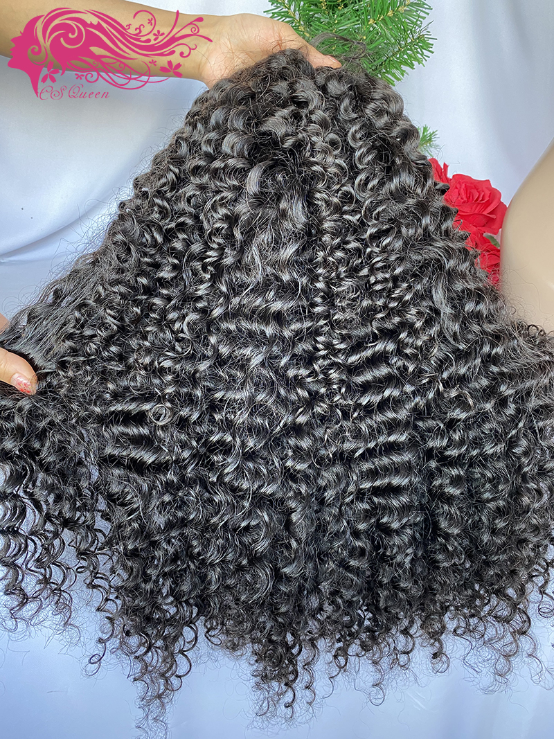 Csqueen Raw Burmese curly 13*6 Transparent Lace Frontal WIG 100% human hair wigs 180%density